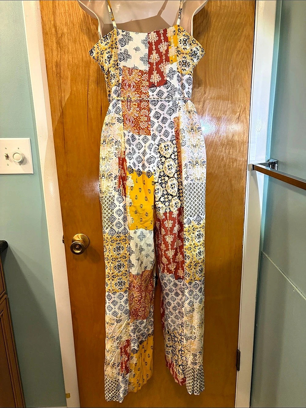 M/L sleeveless Color Block Wide-Leg Jumpsuit in multi colors
